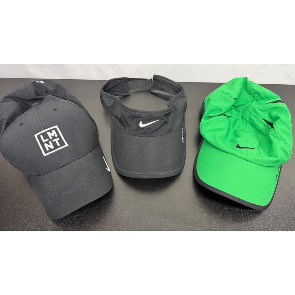 Nike Dri-FIT Hat Visor Bundle Featherlight Green Black LMNT Club Cap Lot of 3
